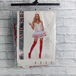 Be Wicked Nurse Costume Womens L/XL White Red 2 Piece  Bustier BW1062 a11